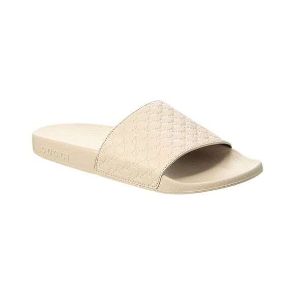 Gucci Shoes - Gucci Microguccissima Leather Slide, White